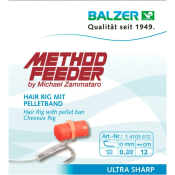 Balzer Method Feeder Fertighaken Hair Rig mit Pelletband 5 Stk.  Size 16 / 0.18 mm