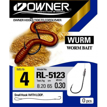 Owner RL5123 Wurmhaken Gebunden Gr. 1 - 0,40mm