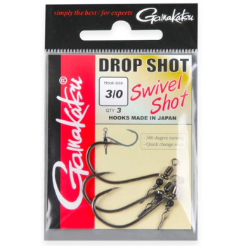 Gamakatsu Drop Shot Swivel Shot Hook mit 360 Grad Wirbelkonstruktion