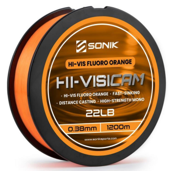 SONIK HI-VISICAM FLUORO ORANGE Karpfenschnur als gut sichtbare Hauptschnur für Tag und Nacht