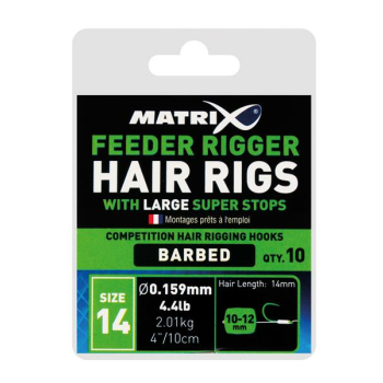 Fox Matrix Feeder Riggers Hair Barbed Rigs mit Micro Super Stops Size 18 / 1,38 Kg / 0,140 mm